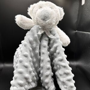 Blankets‎ & Beyond White Bear Security Blanket Plush Baby Lovey Grey Minky Dot